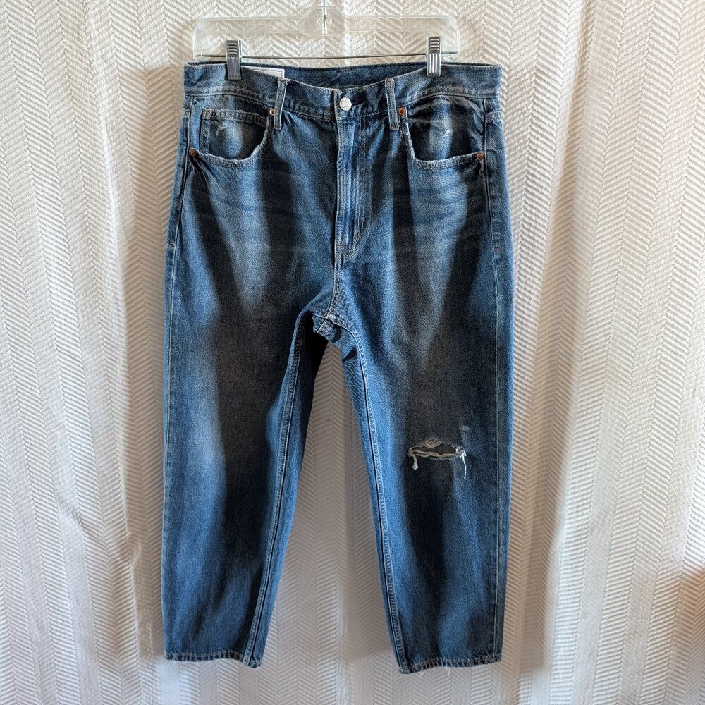 GAP High Rise Barrel Jean Women's - Dark Blue with Faded Wash